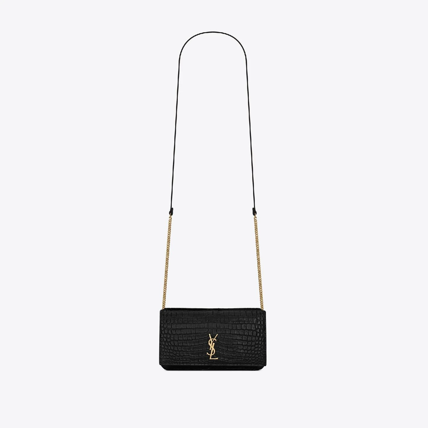 包邮包税【预售7天发货】 YSL圣罗兰SAINT LAURENT 23秋冬 女士 手机包 MONOGRAM HOUSSE DE TÉLÉPHONE AVEC BRIDE EN CUIR BRILLANT EMBOSSÉ CROCODILE 635095DND1J1000 商品