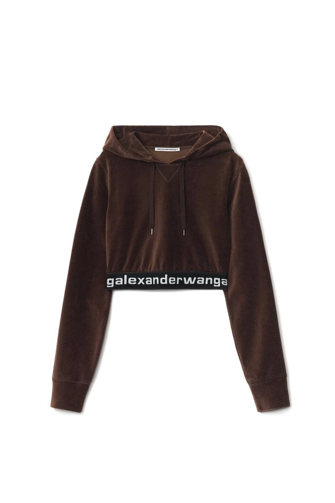 商品Alexander Wang|LOGO CROPPED HOODIE IN STRETCH CORDUROY,价格¥1005,第1张图片