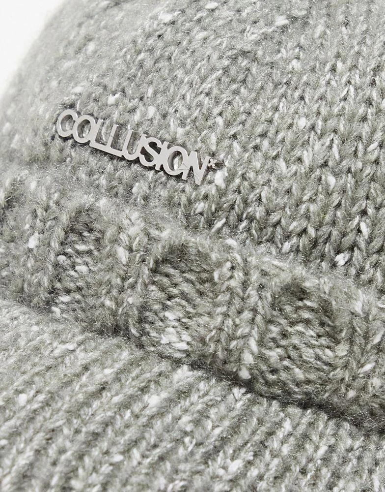 商品COLLUSION|COLLUSION Unisex knitted cap with tassels in grey,价格¥156,第2张图片详细描述
