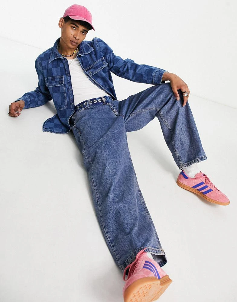 商品The Ragged Priest|The Ragged Priest seasons checkerboard denim shirt in blue,价格¥323,第3张图片详细描述