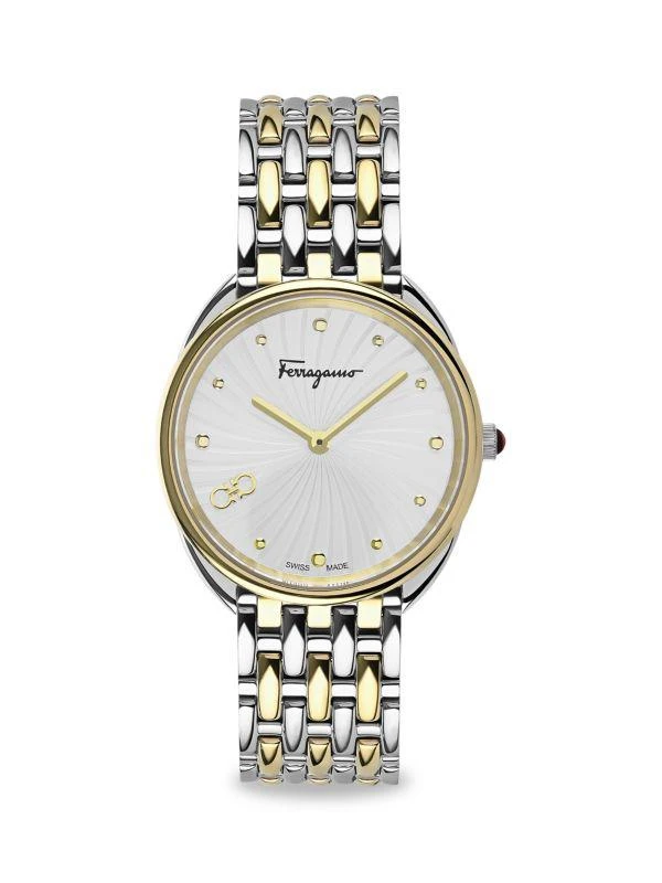 商品Salvatore Ferragamo|Cuir Two-Tone Stainless Steel Bracelet Watch,价格¥4367,第1张图片