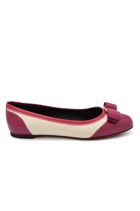 Women's Shoes   Salvatore Ferragamo Varina Ballerinas Pink And Cream Leather商品第1张图片规格展示