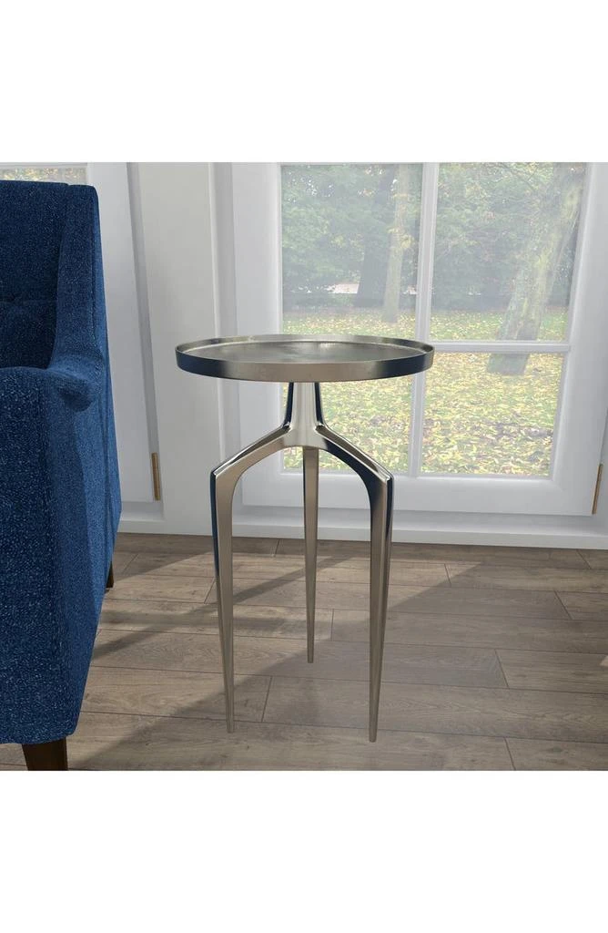 Silver Aluminum Contemporary Accent Table with 3 Tripod Legs 商品