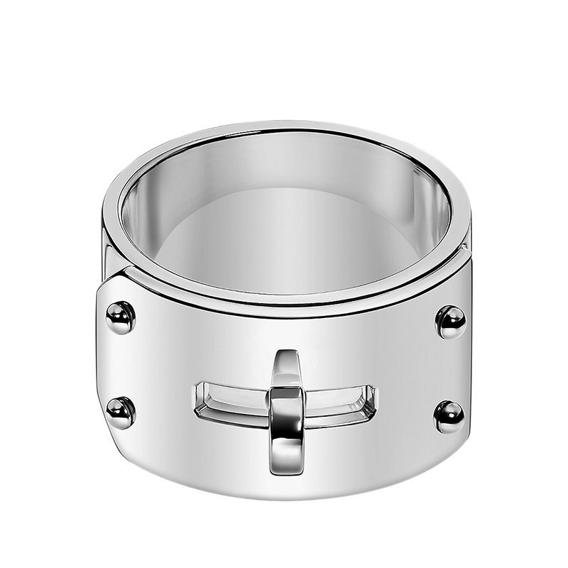 商品Hermes|【预售3-7天】HERMES/爱马仕 经典Bague Kelly系列 大号925银戒指指环H110002B,价格¥4954,第1张图片