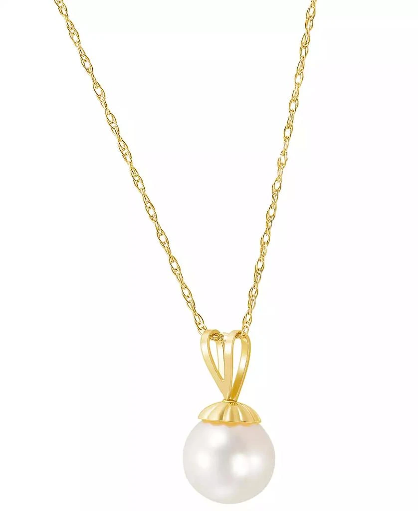 商品Macy's|Cultured Freshwater Pearl (6-3/4mm) 18" Pendant Necklace in 14k Gold,价格¥3086,第2张图片详细描述