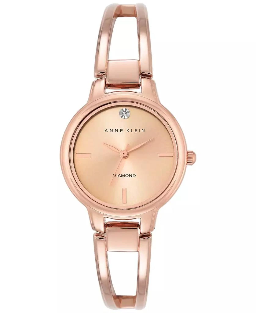 商品Anne Klein|Women's Diamond Accent Rose Gold-Tone Stainless Steel Bracelet Watch 30mm,价格¥292,第1张图片