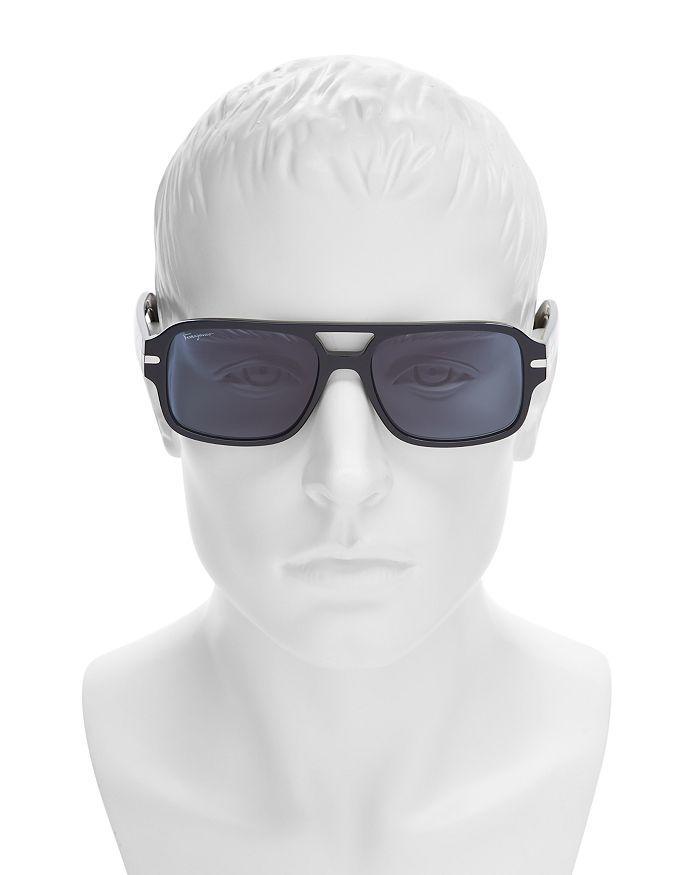 商品Salvatore Ferragamo|Men's Brow Bar Square Sunglasses, 58mm,价格¥2389,第4张图片详细描述
