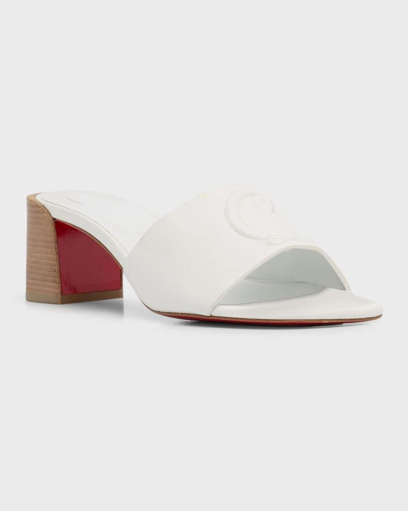 商品Christian Louboutin|Leather Logo Block-Heel Mules,价格¥6143,第4张图片详细描述