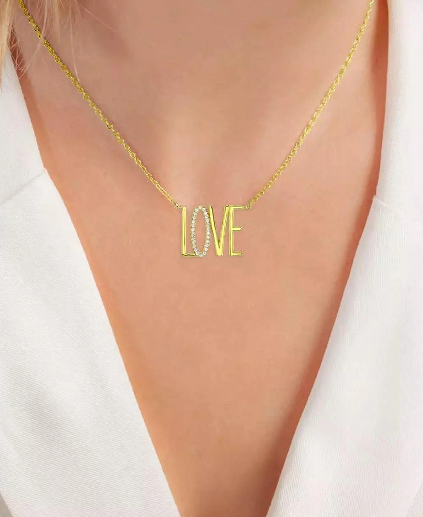 商品Macy's|Cubic Zirconia LOVE Pendant Necklace in 14k Gold-Plated Sterling Silver, 16" + 2" extender,价格¥502,第2张图片详细描述