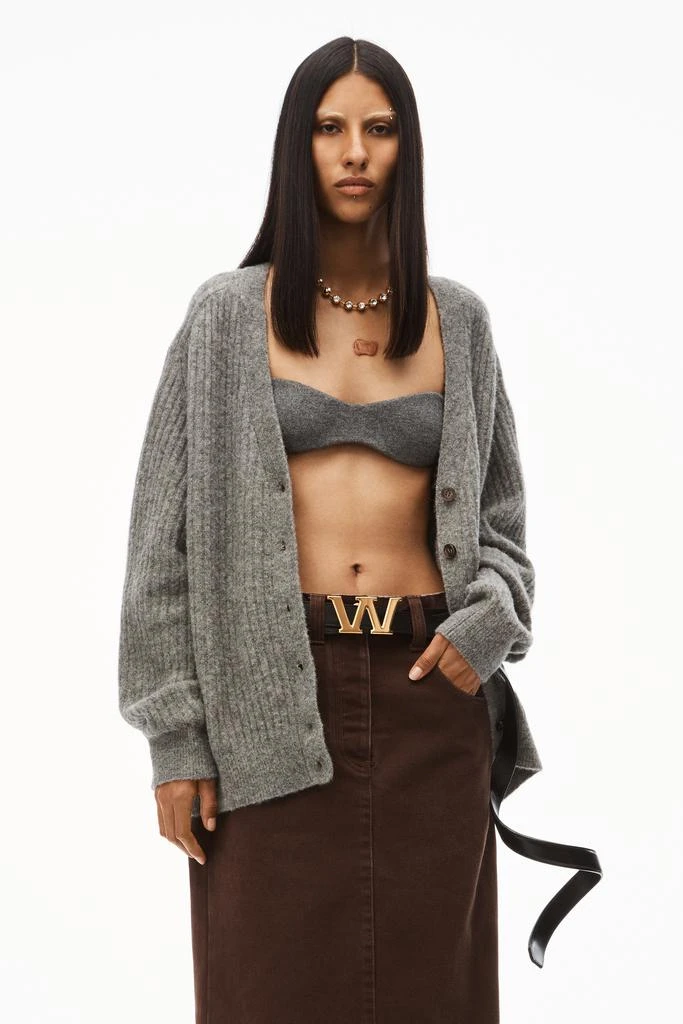 商品Alexander Wang|RIBBED V-NECK CARDIGAN IN ALPACA FLEECE,价格¥1687,第2张图片详细描述