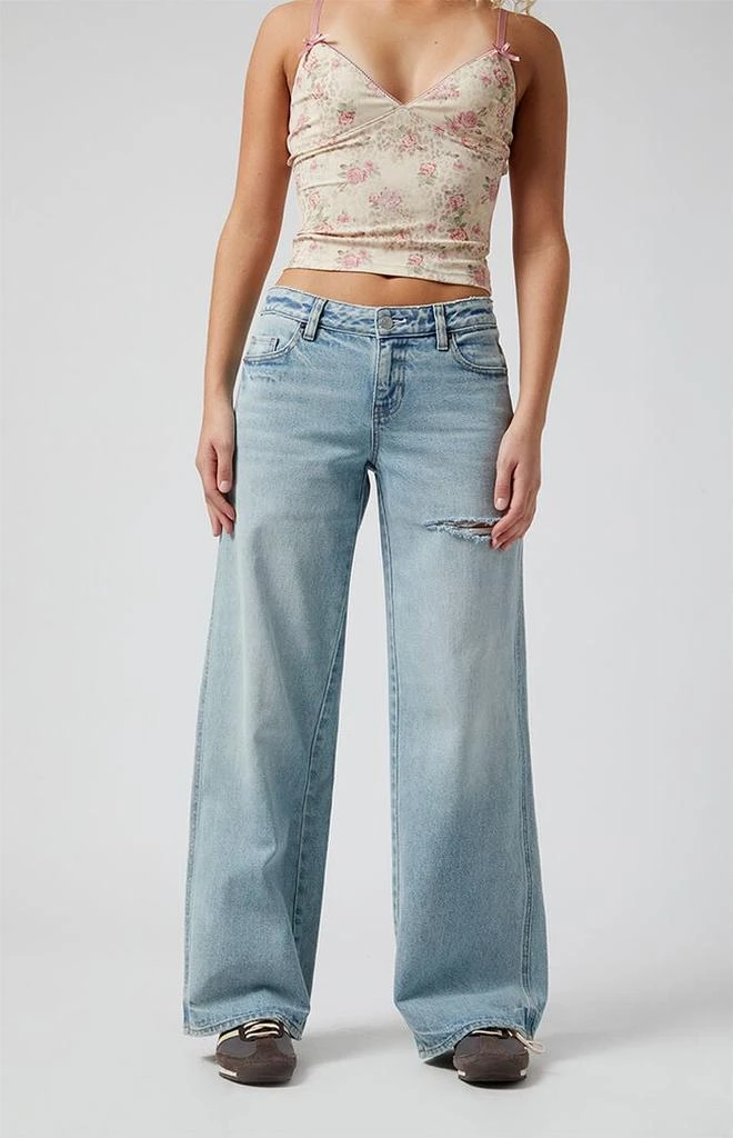 Casey Ripped Slit Low Rise Baggy Jeans Light Indigo 商品