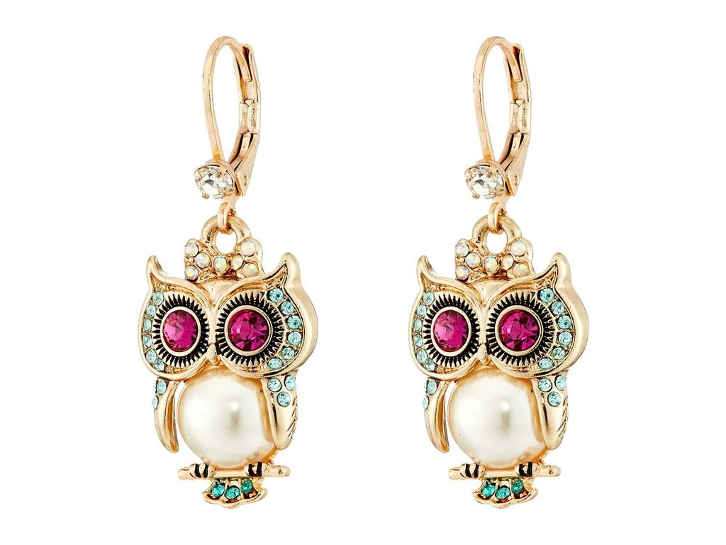 商品Betsey Johnson|Pearl Critters Owl Drop Earrings,价格¥148,第1张图片