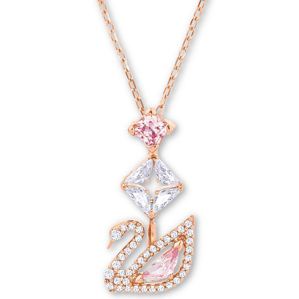 Rose Gold-Tone Crystal Iconic Swan Pendant Necklace, 14-7/8" + 2" extender商品第1张图片规格展示