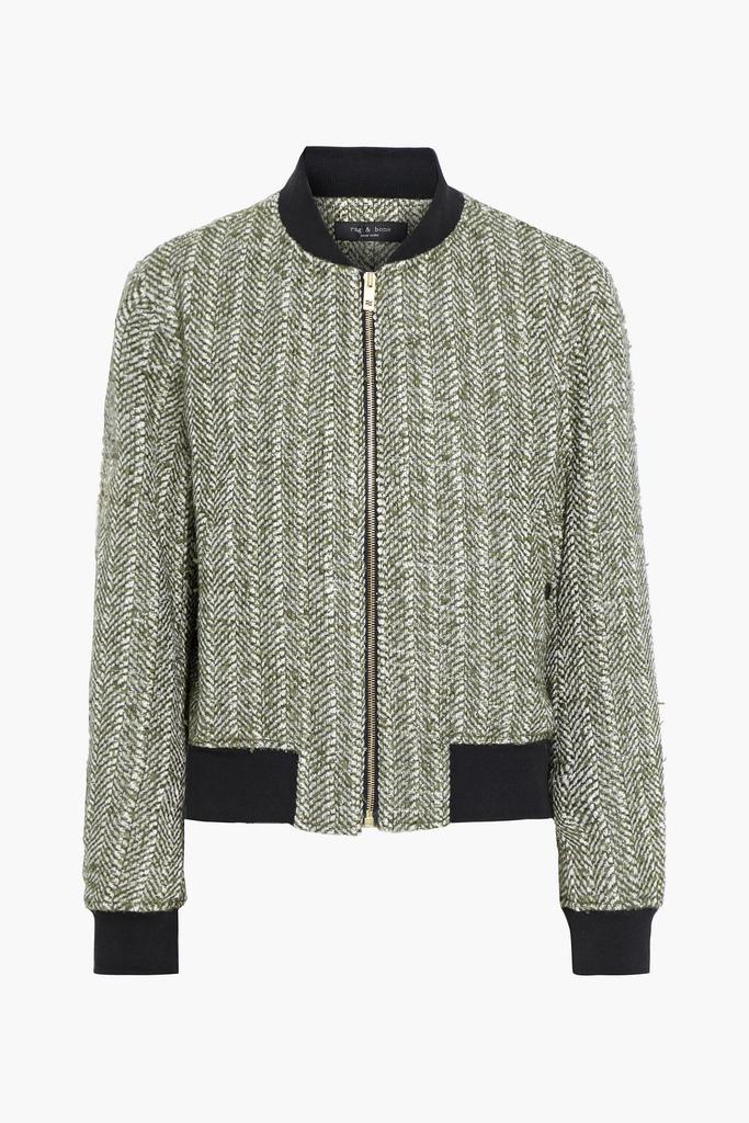 Manston metallic herringbone wool-blend tweed bomber jacket商品第1张图片规格展示