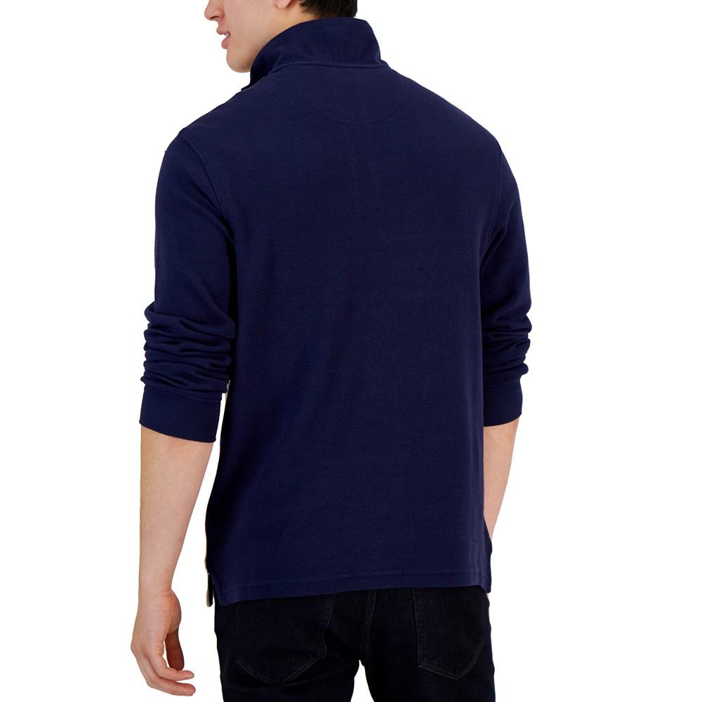 Men's Colorblocked French Rib Quarter-Zip Sweater, Created for Macy's商品第2张图片规格展示