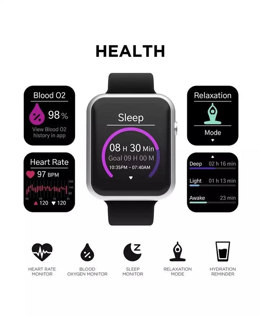 商品iTouch|Air 4 Unisex Black Silicone Strap Smartwatch,价格¥705,第3张图片详细描述