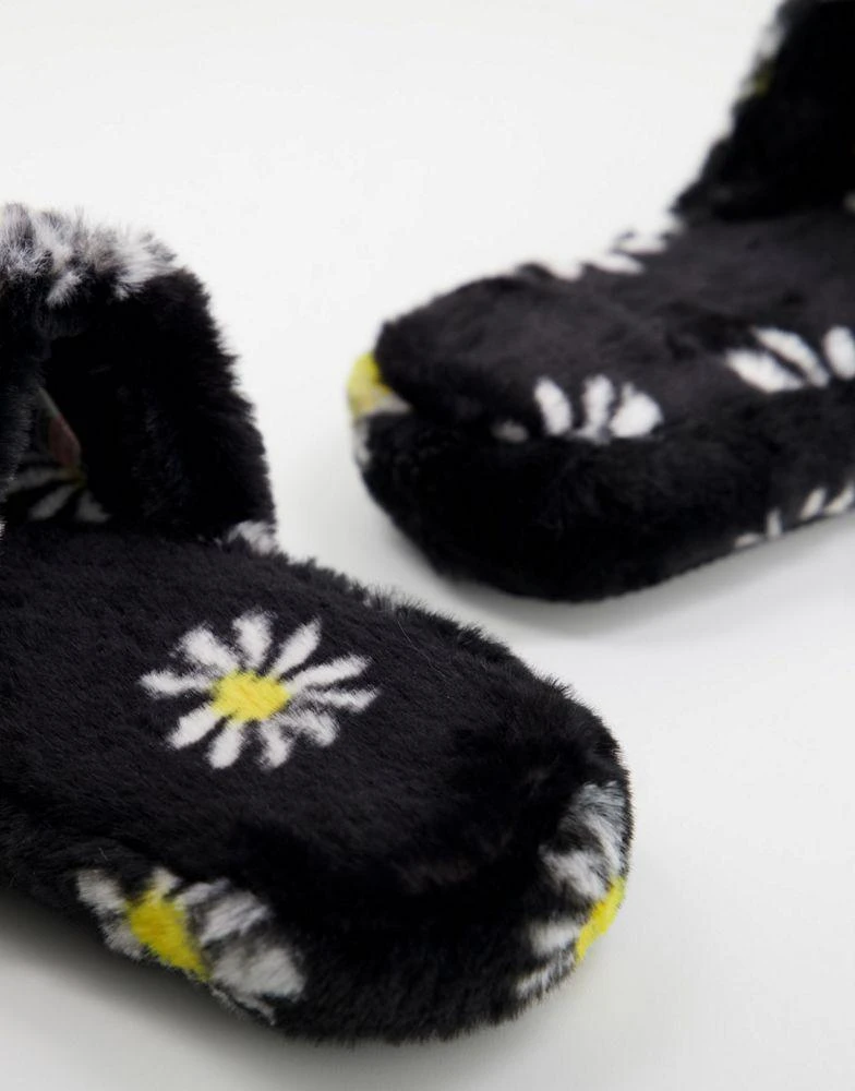 商品ASOS|ASOS DESIGN Zane chunky slider slippers in black floral,价格¥52,第3张图片详细描述