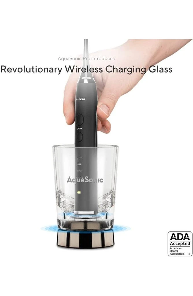 商品AquaSonic|Black Series+ - Ultra Whitening 40,000 VPM Rechargeable Electric Toothbrush - ADA Accepted - Wireless Charging Glass - 6 Proflex Brush Heads & Travel Case – 4 Modes & Smart Timer -Sonic,价格¥494,第5张图片详细描述