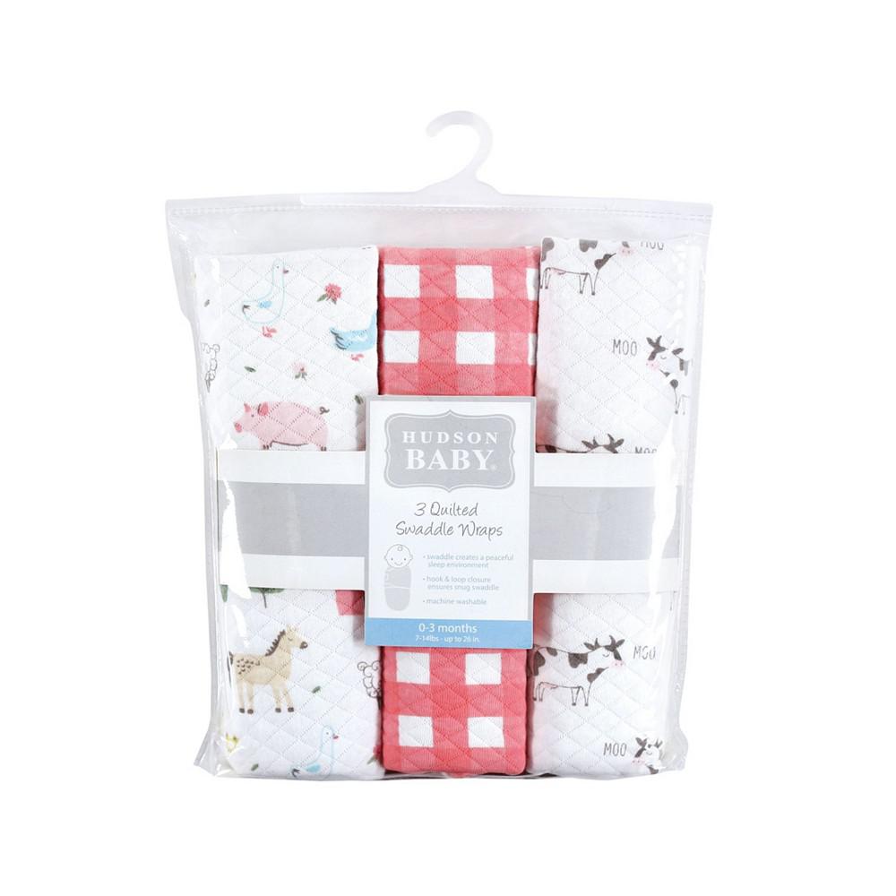 Baby Girls Quilted Swaddle Wrap, Pack of 3商品第2张图片规格展示