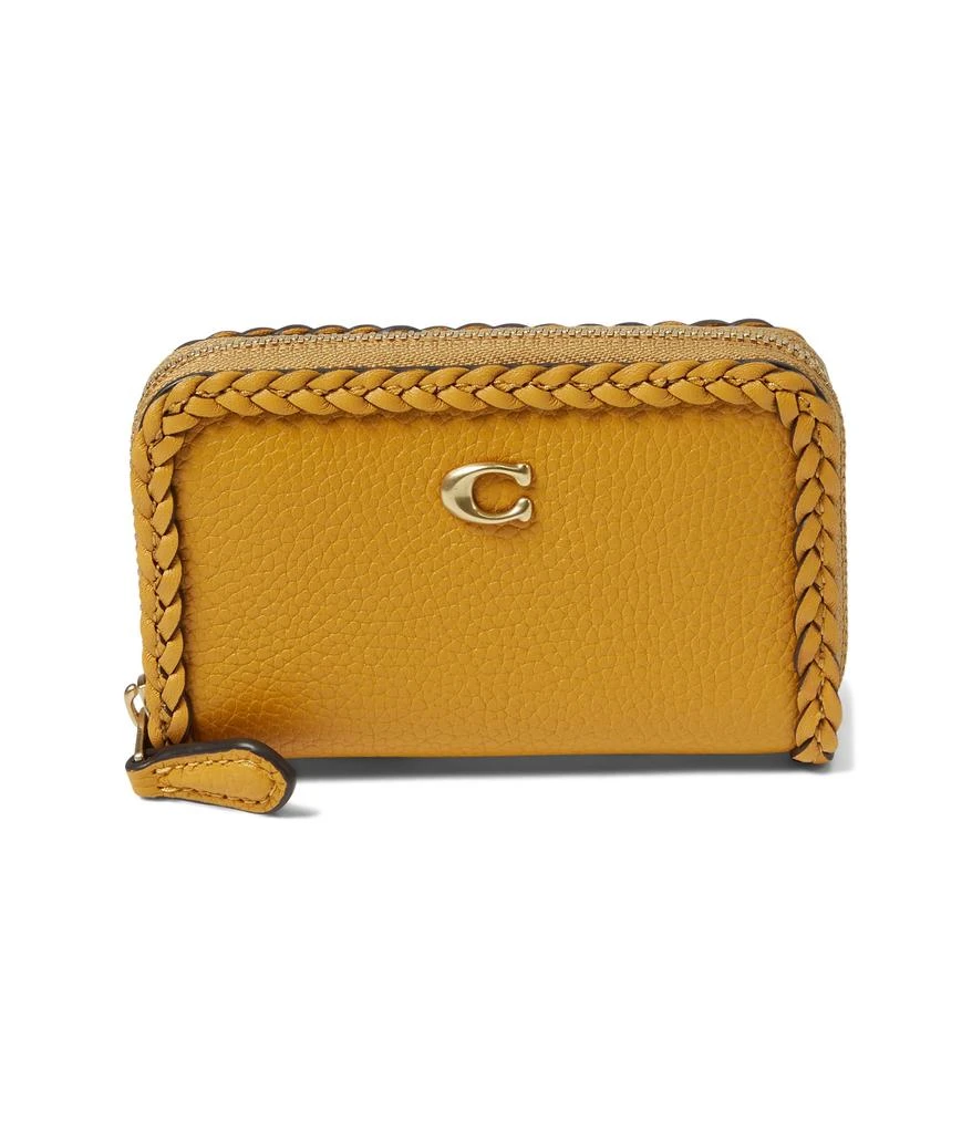 商品Coach|Braided Leather Trim Small Zip Around Card Case,价格¥471,第1张图片