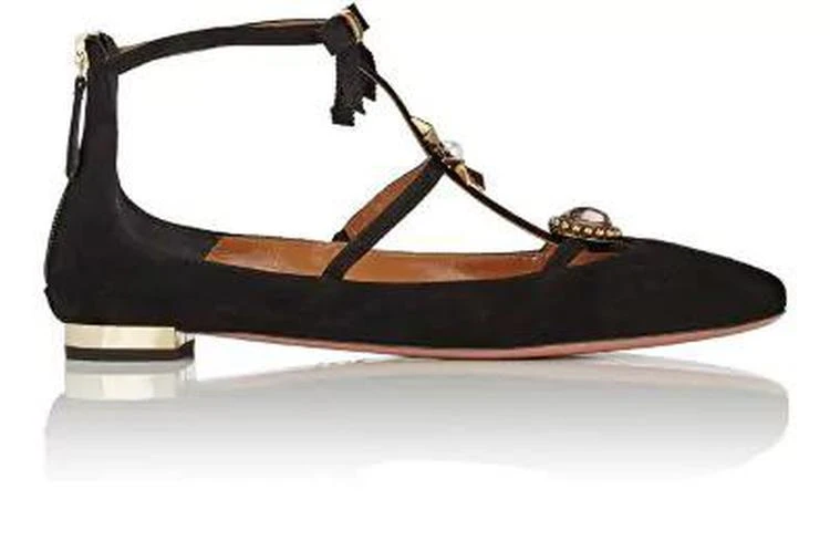 商品Aquazzura|Pandora T-Strap Flats,价格¥2671,第1张图片