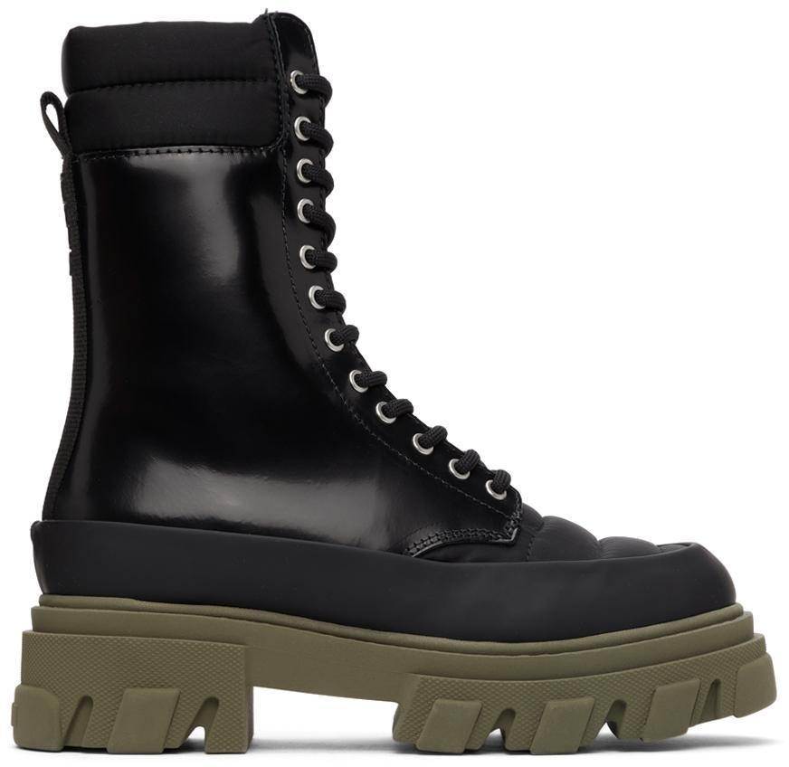 商品Ganni|Black Leather & Tech Combat Boots,价格¥3268,第1张图片