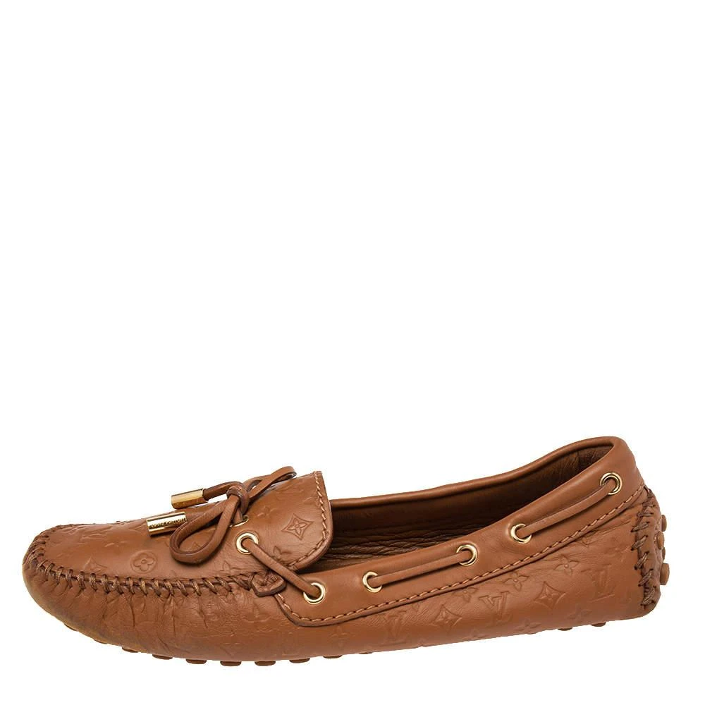 商品[二手商品] Louis Vuitton|Louis Vuitton Brown Monogram Empreinte Leather Gloria Loafers Size 36.5,价格¥2429,第2张图片详细描述
