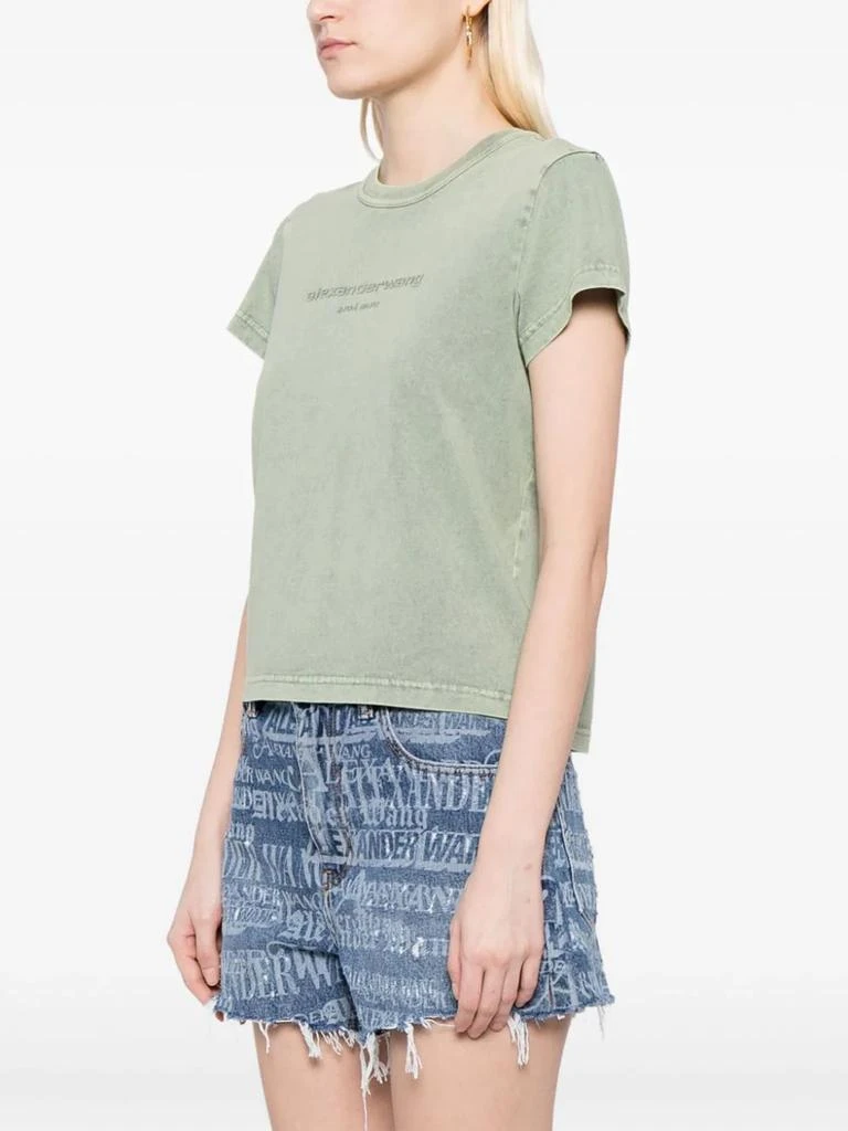 商品Alexander Wang|ALEXANDER WANG Women Bi-Color Acid Shrunken Embossed Logo Tee,价格¥2227,第1张图片