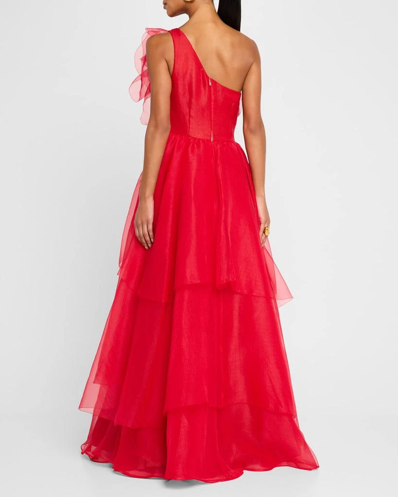 商品MARCHESA|One-Shoulder Tiered Ruffle Gown,价格¥8549,第4张图片详细描述