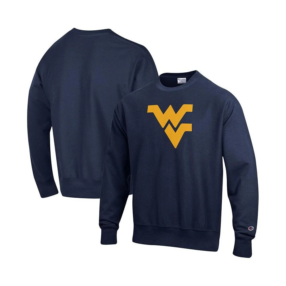商品CHAMPION|Men's Navy West Virginia Mountaineers Vault Logo Reverse Weave Pullover Sweatshirt,价格¥551,第1张图片