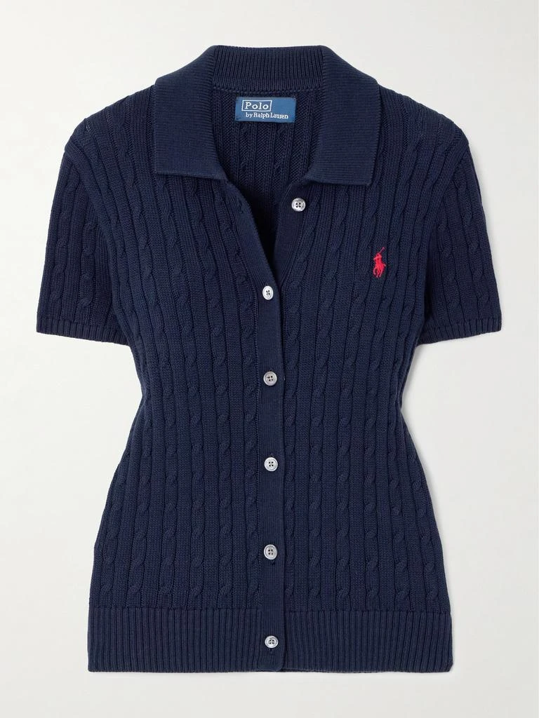 商品Ralph Lauren|品牌标志刺绣绞花针织纯棉开襟衫,价格¥1795,第1张图片