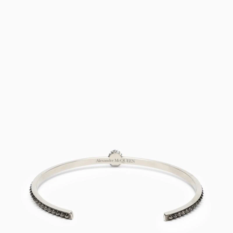 商品Alexander McQueen|Rigid silver Skull bracelet with crystals,价格¥2598,第3张图片详细描述