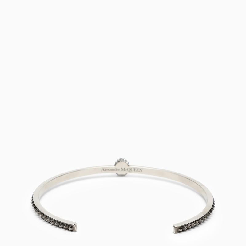 商品Alexander McQueen|Rigid silver Skull bracelet with crystals,价格¥2758,第5张图片详细描述