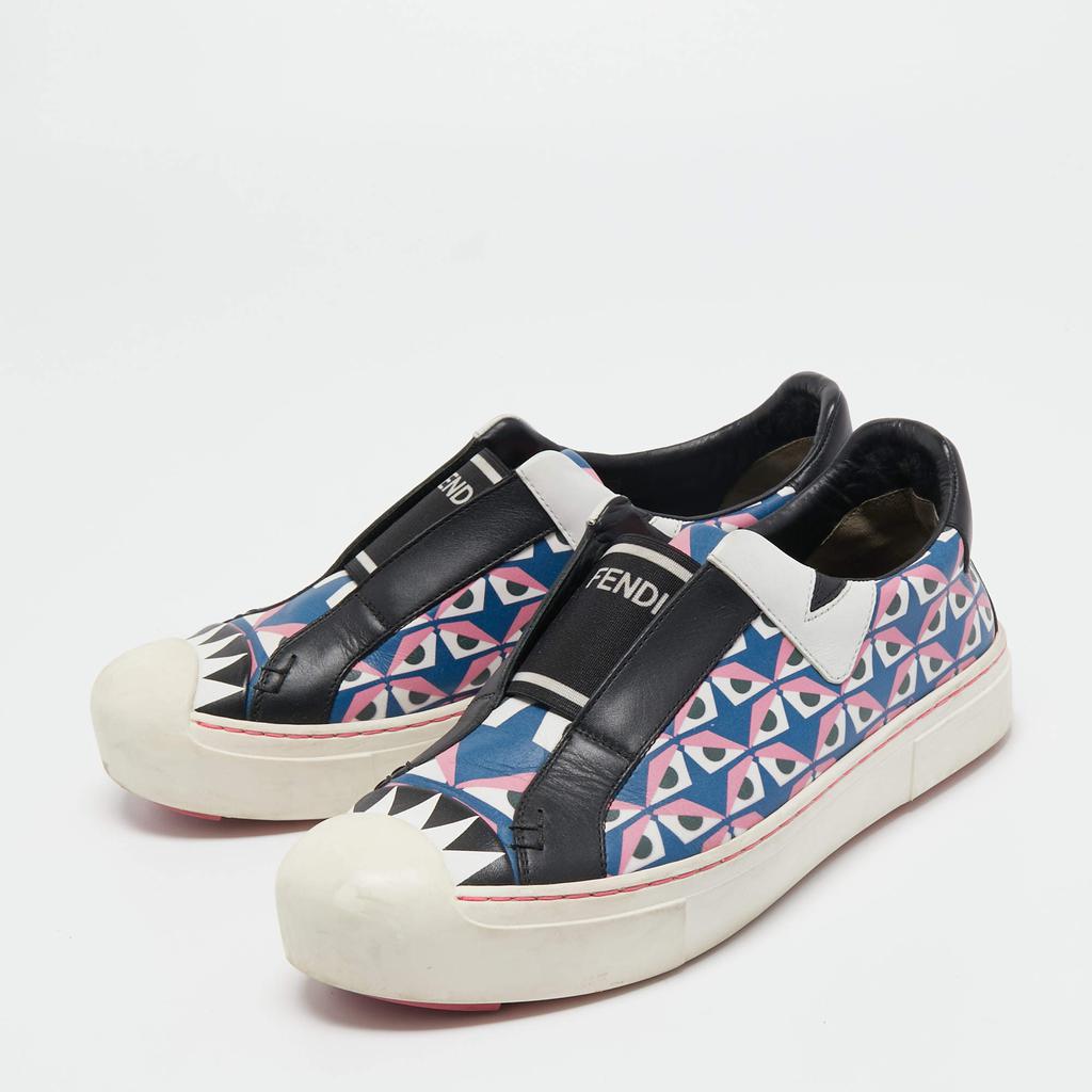 Fendi Multicolor Bug Eye Print Leather Slip On Sneakers Size 38商品第2张图片规格展示