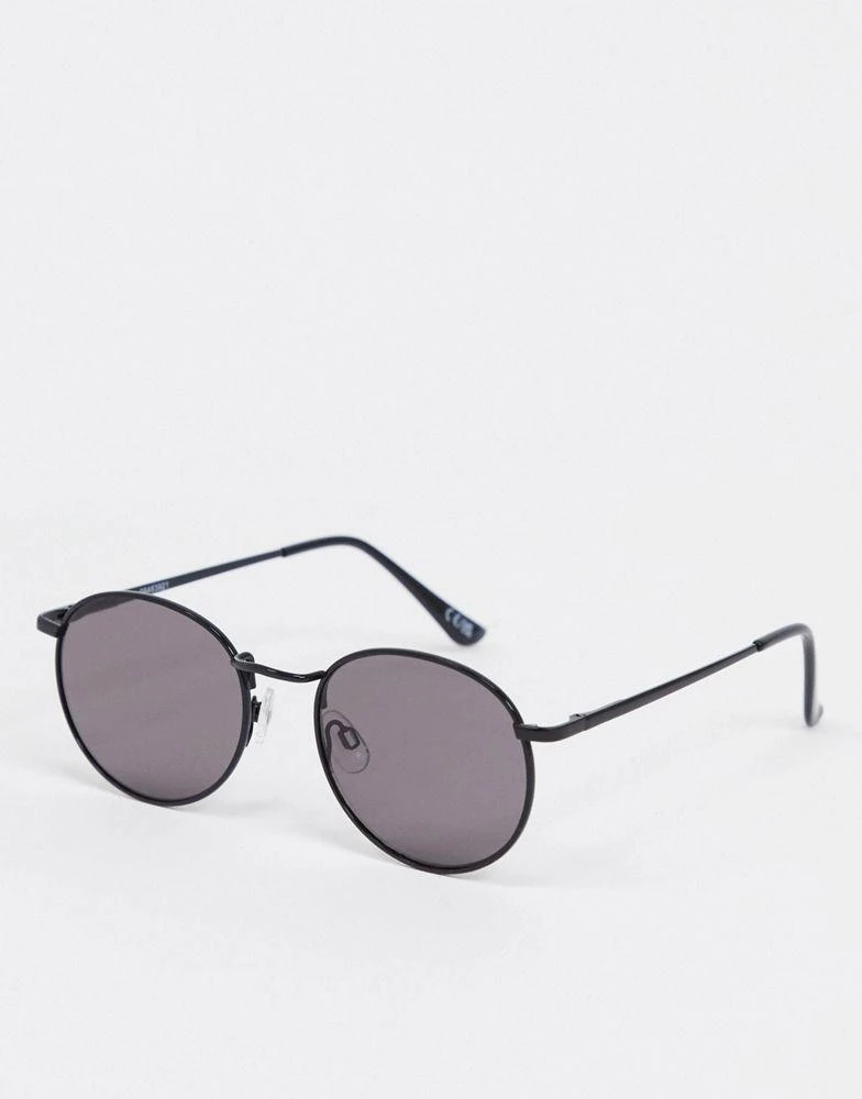 商品ASOS|ASOS DESIGN metal round sunglasses in shiny black,价格¥58,第1张图片