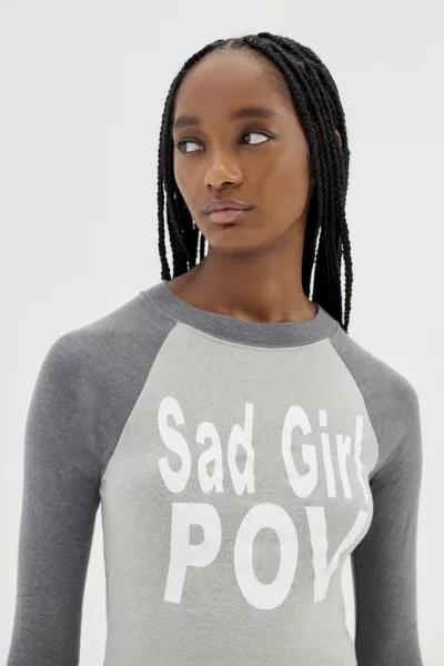 UO Sad Girl POV Long Sleeve Raglan Tee商品第1张图片规格展示