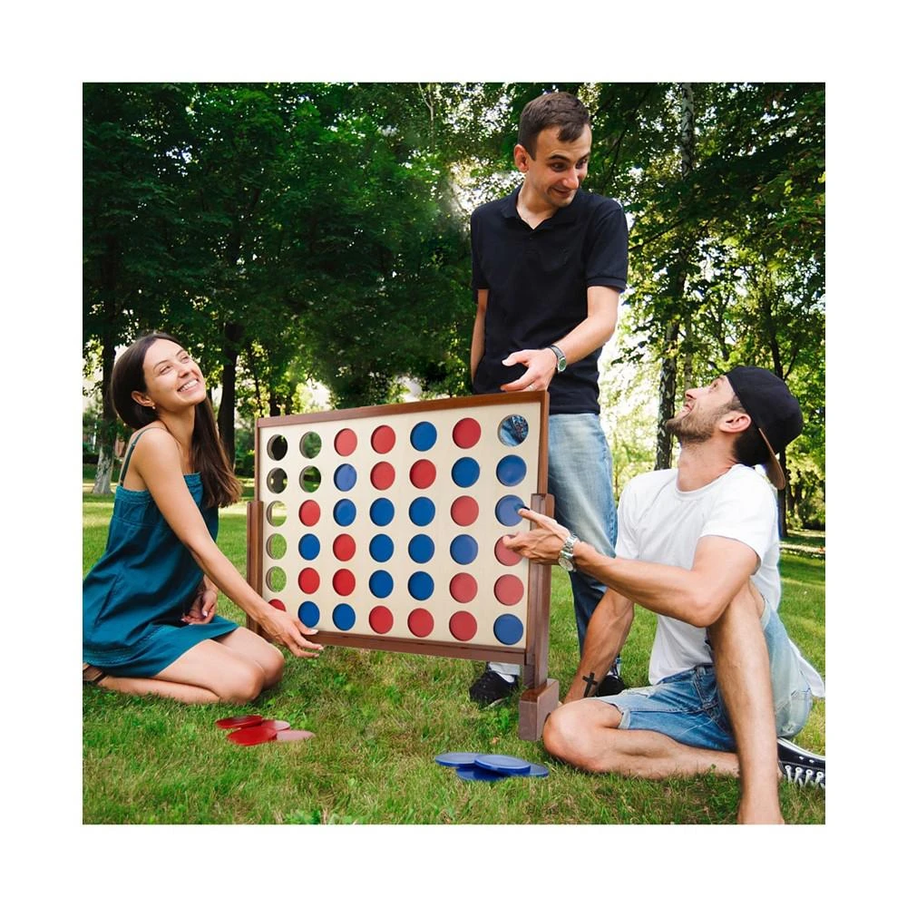 Hey Play 4-In-A-Row - Giant Classic Wooden Game For Indoor And Outdoor Play, 2 Player Strategy And Skill Fun Backyard Lawn Toy For Kids And Adults 商品