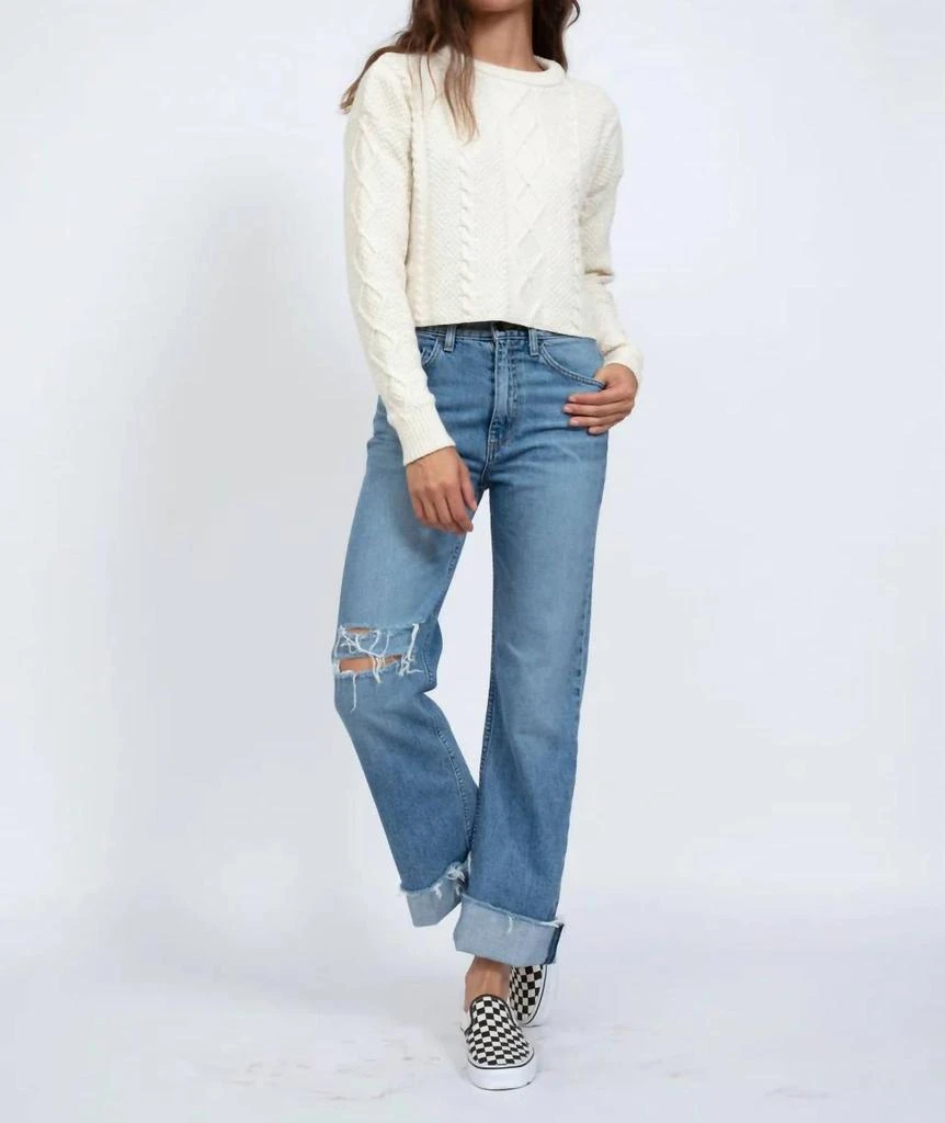 商品ASKK NY|Cable Cropped Crew Sweater In Ivory,价格¥1913,第2张图片详细描述