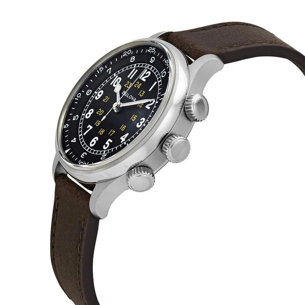商品Bulova|A-15 Pilot Automatic Black Dial Brown Leather Men's Watch 96A245,价格¥2386,第2张图片详细描述