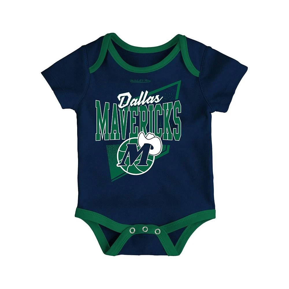 商品Mitchell & Ness|Infant Boys and Girls Navy, Green Dallas Mavericks Hardwood Classics Bodysuits and Cuffed Knit Hat Set,价格¥301,第4张图片详细描述