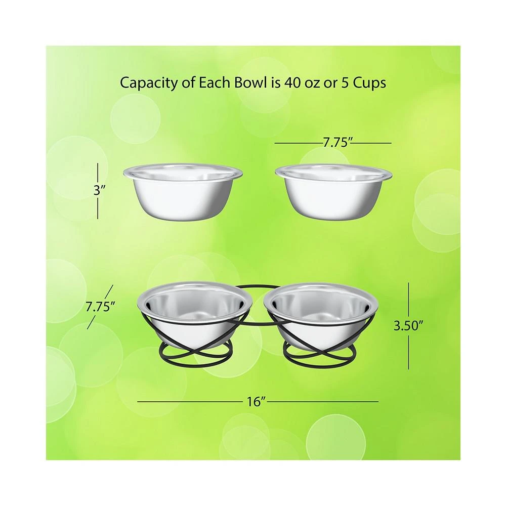 Stainless Steel Raised Food and Water Bowls - Set of 2 商品