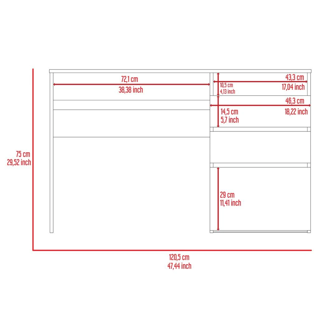 商品Streamdale Furniture|Streamdale Waterbury 3-Drawer 1-Shelf Computer Desk Wengue,价格¥2595,第4张图片详细描述