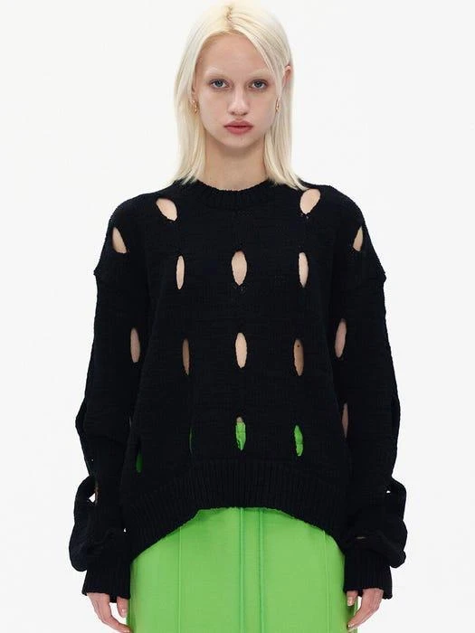 商品TheOpen Product|Cut-out Cotton Sweater_Black,价格¥695,第1张图片