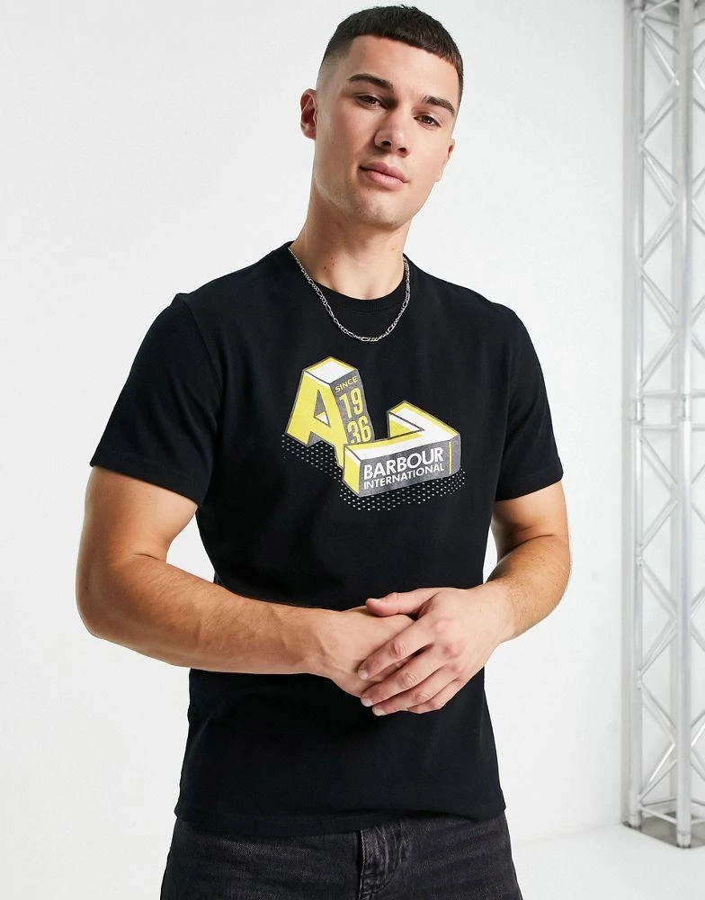 商品Barbour|Barbour International A722 print t-shirt in black,价格¥187,第1张图片