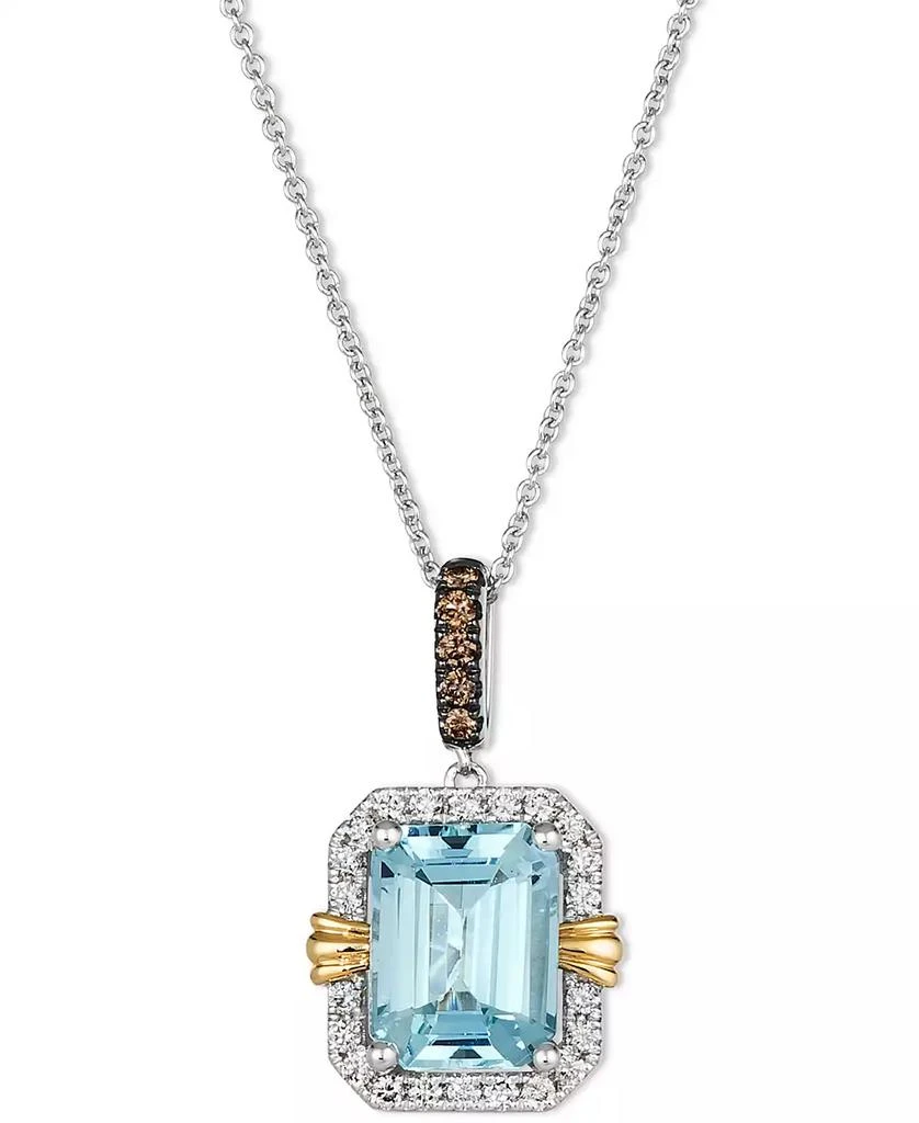 商品Le Vian|Sea Blue Aquamarine (2 ct. t.w.) & Diamond (1/4 ct. t.w.) 20" Adjustable Pendant Necklace in 14k Two-Tone Gold,价格¥12298,第1张图片