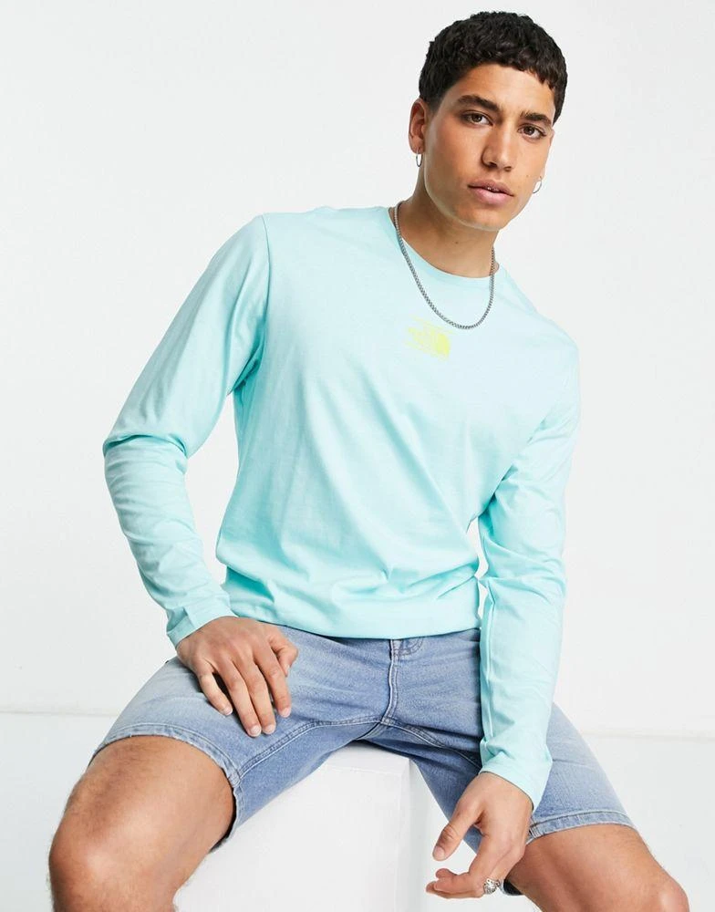 商品The North Face|The North Face Centre Dome long sleeve t-shirt in aqua blue Exclusive at ASOS,价格¥192,第1张图片