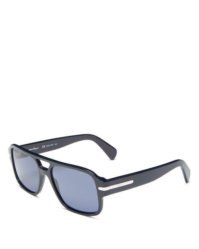商品Salvatore Ferragamo|Men's Brow Bar Square Sunglasses, 58mm,价格¥2389,第5张图片详细描述