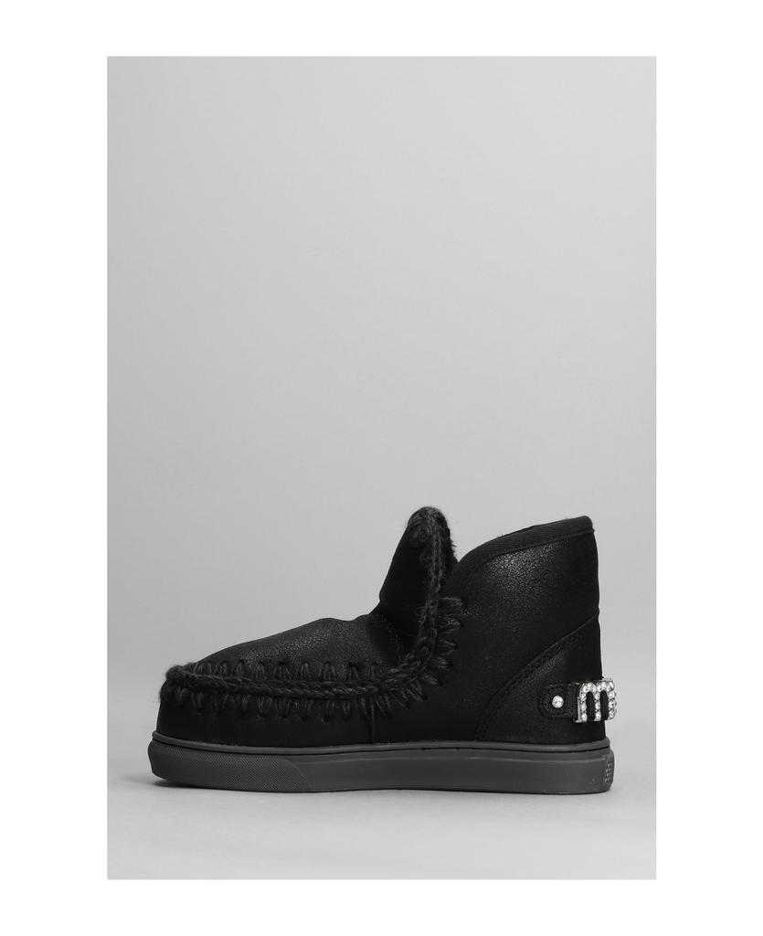 Eskimo Sneaker Low Heels Ankle Boots In Black Leather商品第3张图片规格展示
