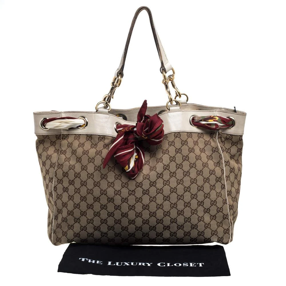 Gucci Beige/Off White GG Canvas and Leather Large Positano Scarf Tote 商品