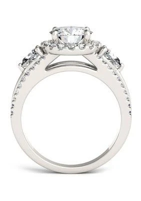 商品Charles & Colvard|Colvard 2.5 Ct. T.w. Lab Created Moissanite Halo Engagement Ring In 14K White Gold,价格¥14425,第3张图片详细描述